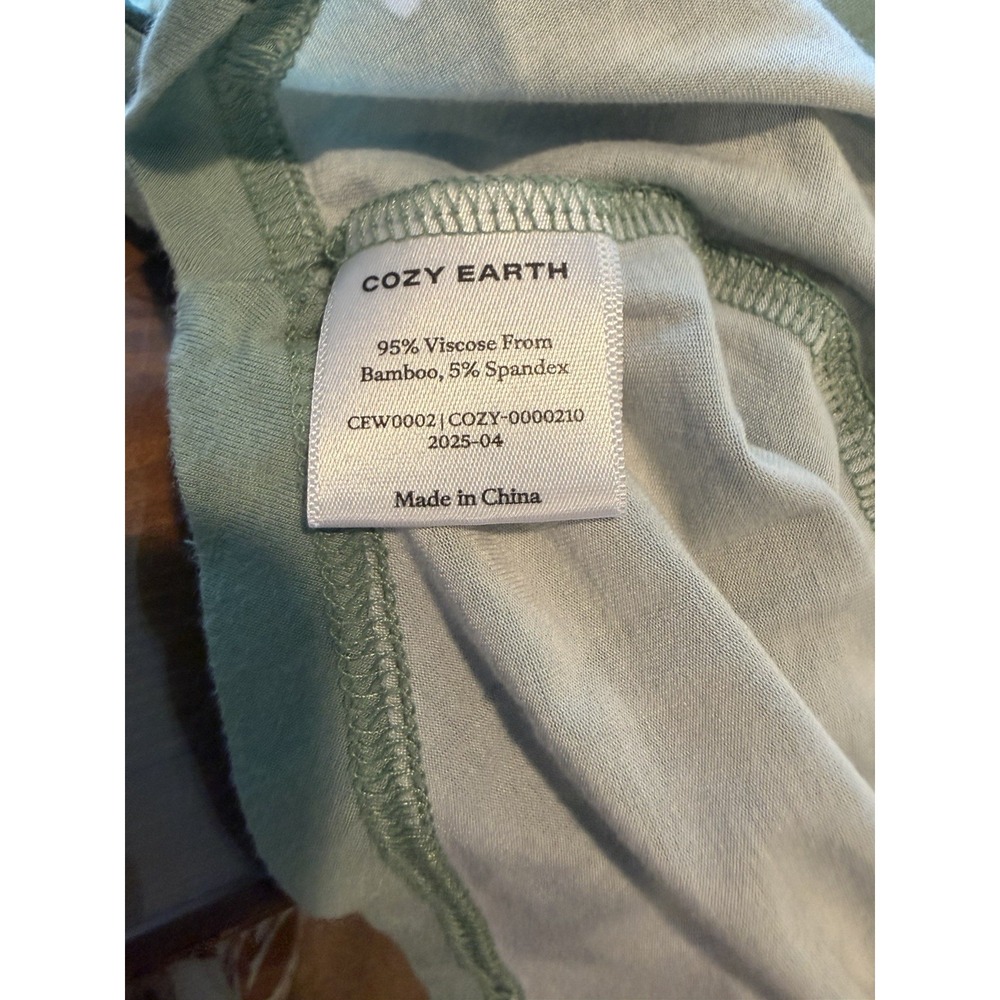 Cozy Earth Women's Bamboo Stretch-Knit Short Sleeve Pajama Set Green  Veggies XL - Picture 8 of 9